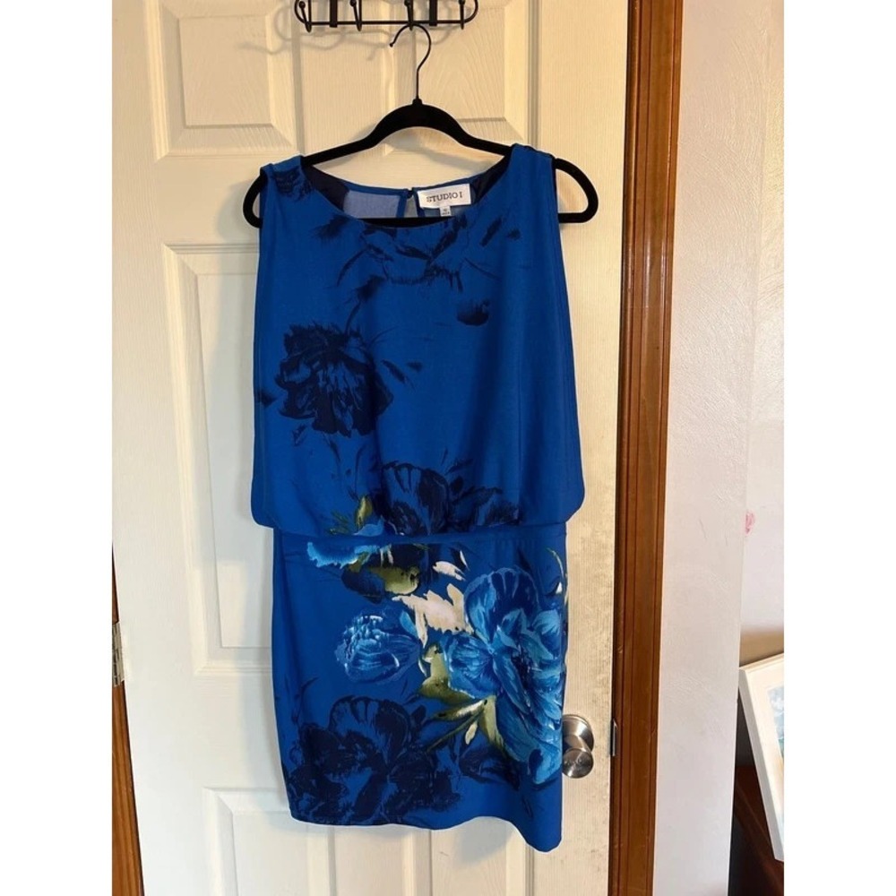 Studio 1 Size 10 Blue Flowered Dress